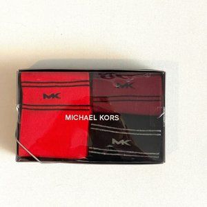 Michael Kors Set of 3 Crew Socks Red/Burgundy/Black